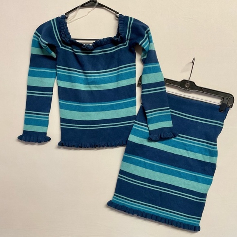 Love University Blue Striped 2 Piece Set